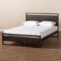Baxton Studio Inicio-Queen Inicio Modern and Contemporary Charcoal Brown Finished Wood Queen Size Platform Bed
